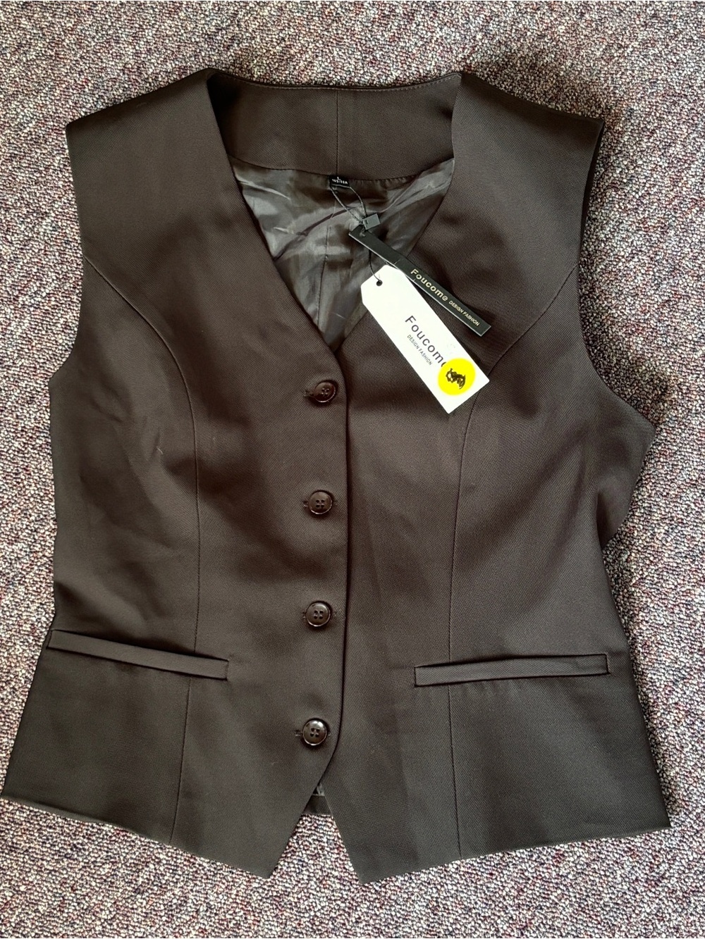 Women's Black Tailored Button Up Vest Size L NWT